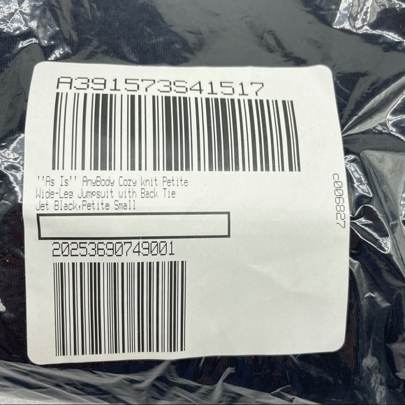 S P AnyBody Cozy Knit Wide Leg Jumpsuit Black PETITE SMALL w/ Back Tie - Picture 7 of 9